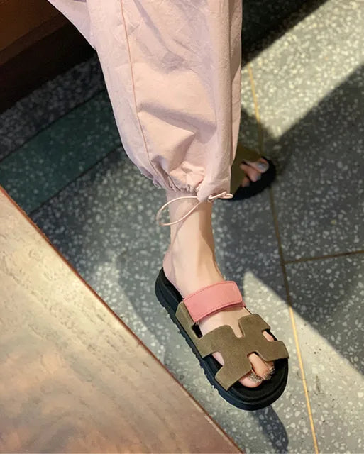 Optical Soled Leather Slippers for Women